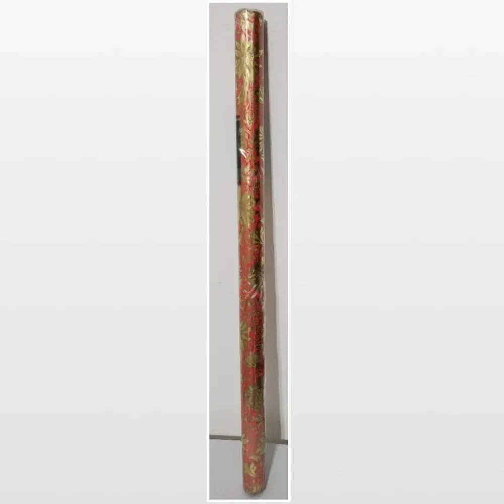 New Vintage Hallmark Wrapping Paper Orange Yellow Gold Foil NWT